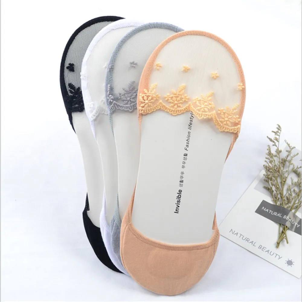 

Summer Lace Women's Socks Invisible Japanese Non-slip Shallow Mouth Socks Perspective Mesh Socks