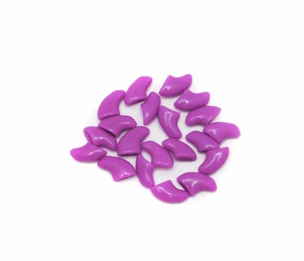 Purple Милые 20 шт Силиконовые Мягкие кошачьи колпачки для ногтей Чехлы для кошачьих ногтей Колпачки для лап клея для защиты животных - Цвет: Purple