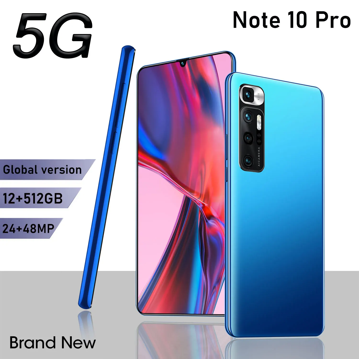 

2021New version Note10 Pro smartphone 12GB+512GB android cellphone Telephone 48MP Camera Celular Daul 5000mAh 4G 5G mobile phone