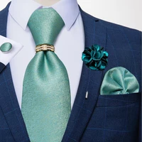 teal blue mens ties 8cm new fashion formal business wedding necktie brooch tie ring hanky cufflinks set men gift cravat dibangu