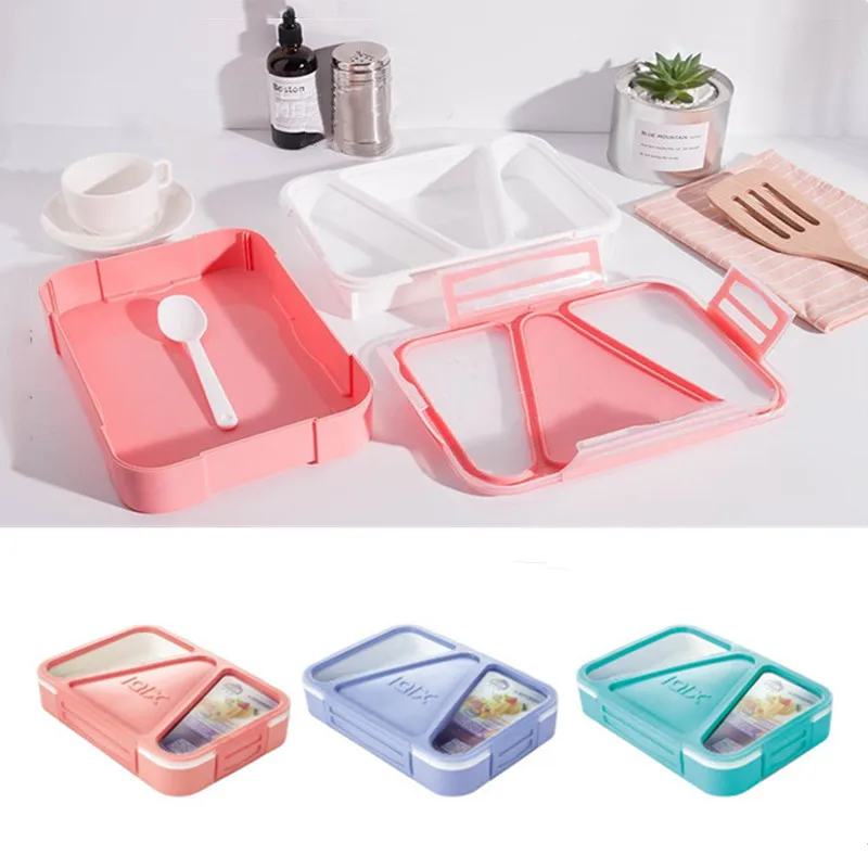 3 перегородки Портативный Ланч бокс для микроволновой печи Bento Box здоровый