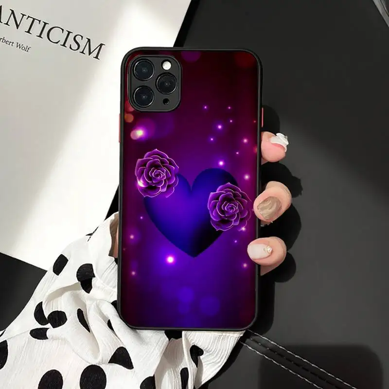 

Phone Case For iPhone 12 11 Mini Pro XR XS Max 7 8 Plus X Love pattern cute Matte transparent cover