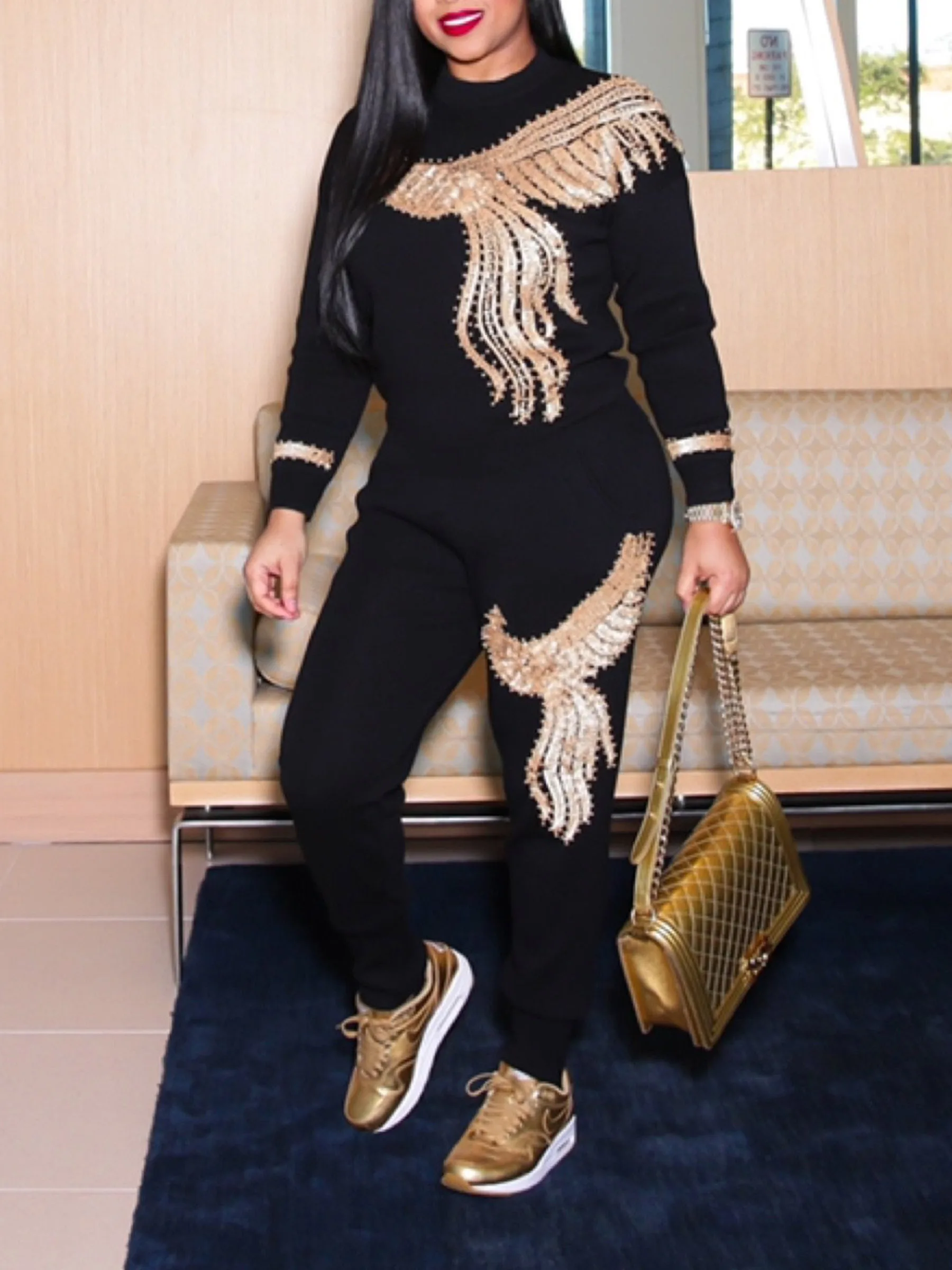 Женский комплект из двух предметов Модный хлопковый мягкий костюм с длинными