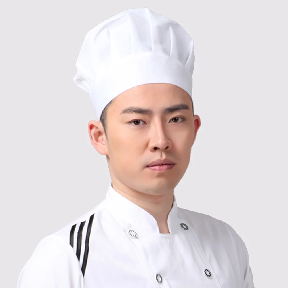 

New Adult Elastic White Chef Hat Baker Kitchen Cooking Hat Costume Cap
