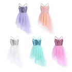 Детское платье для девочек без рукавов, этап балетная Одежда для танцев платье для фигурного катания, вечернее платье с сеточкой для малышей балетное платье, гимнастический купальник