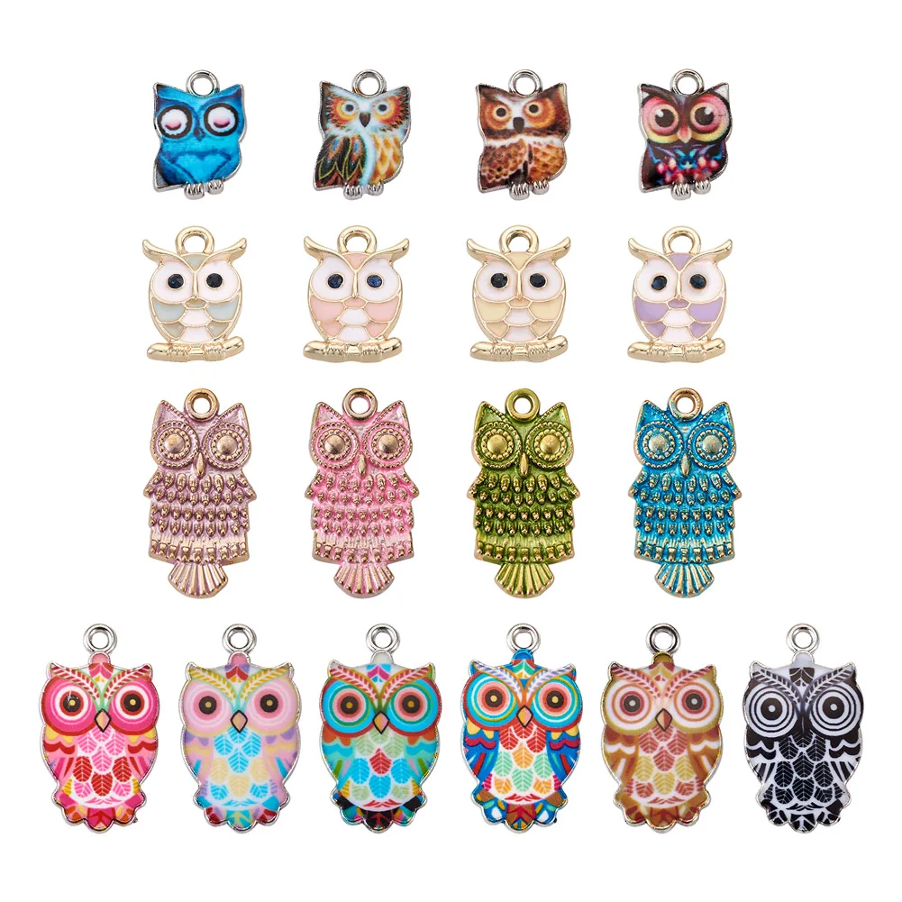 

1 set Animal Owl Alloy Enamel Pendants Charm for Jewelry Making DIY Bracelet Necklace Handmade Dangle Earring Craft Supplies