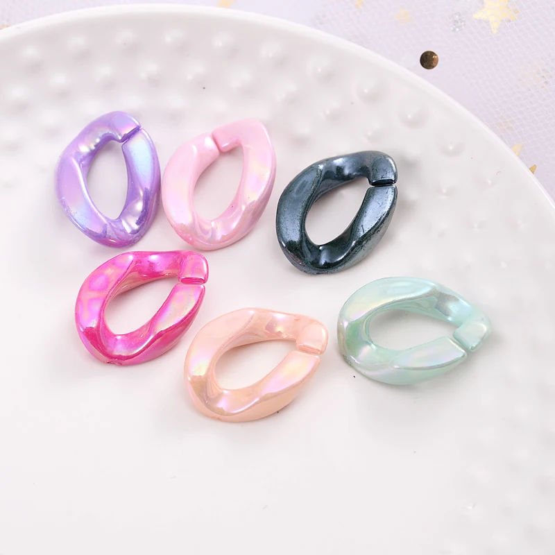 

30-120Pcs/Pack Mixed Color AB Acrylic Buckle Beads 14x20mm Spacer Loose Beads For Jewelry Making Necklace Bracelet Accessories