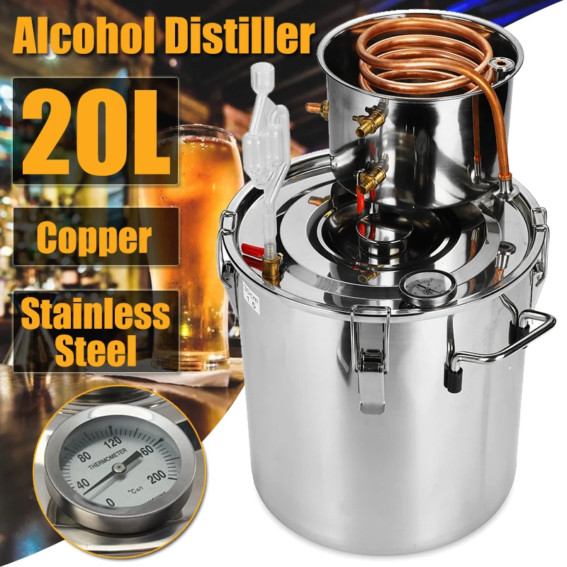 5GAL/22L дистиллятор Самогонный спирт из нержавеющей меди DIY домашний Вода Вино эфирное масло пивоварения комплект