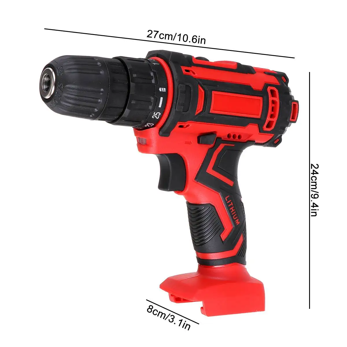 

Doersupp 3 in 1 Cordless Electric Drill 10mm 25+1 Clutches 520N.M 1350RPM Electric Screwdriver For 18-21V Worx Battety