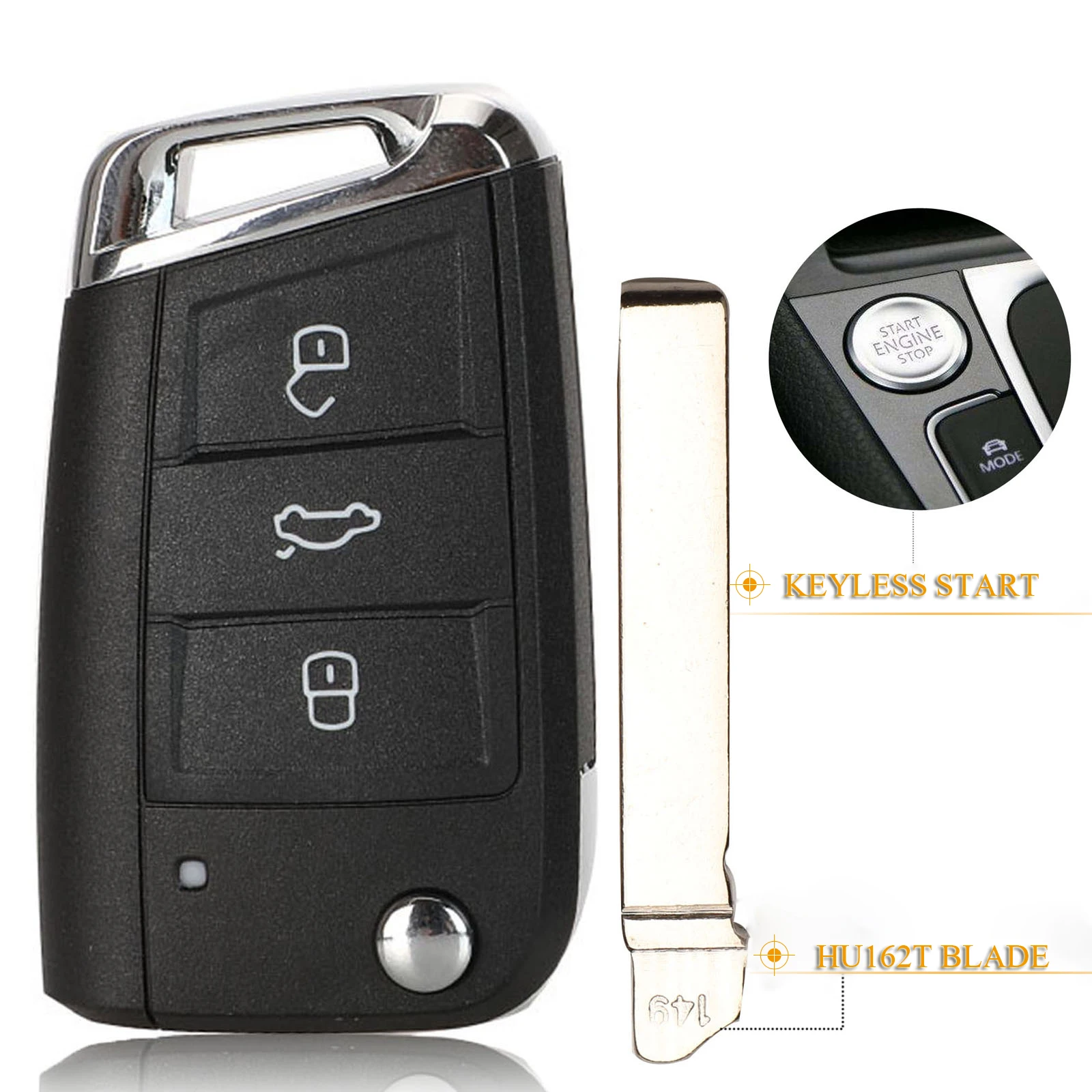 Kutery 3 кнопки дистанционного ключа для VW Seat Golf 7 MK7 Touran Polo Tiguan без Go/не смарт ключ 434