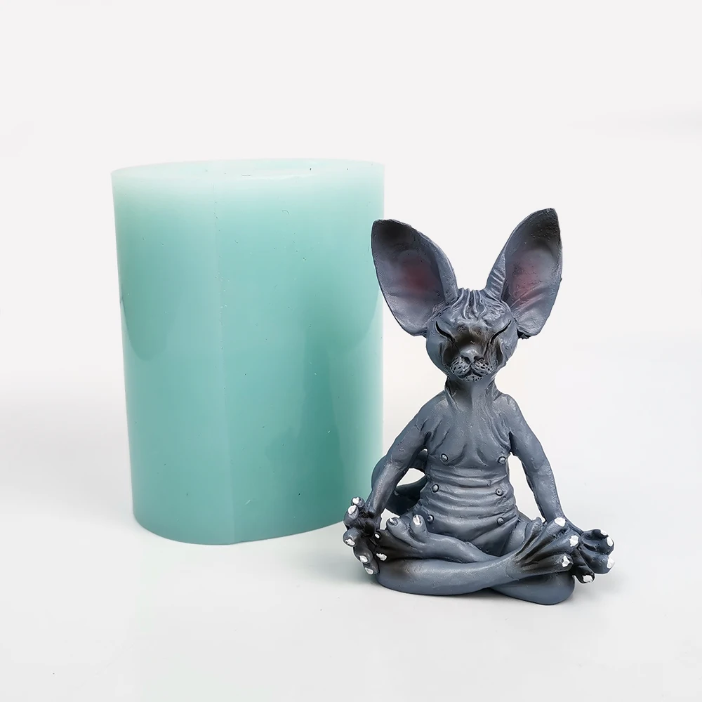 

3D Animal Sphynx Hairless Cat Form For Mold Soap Candle Molds Silicone Aroma Gypsum Plaster Mould DIY Handmade Crafts Mould