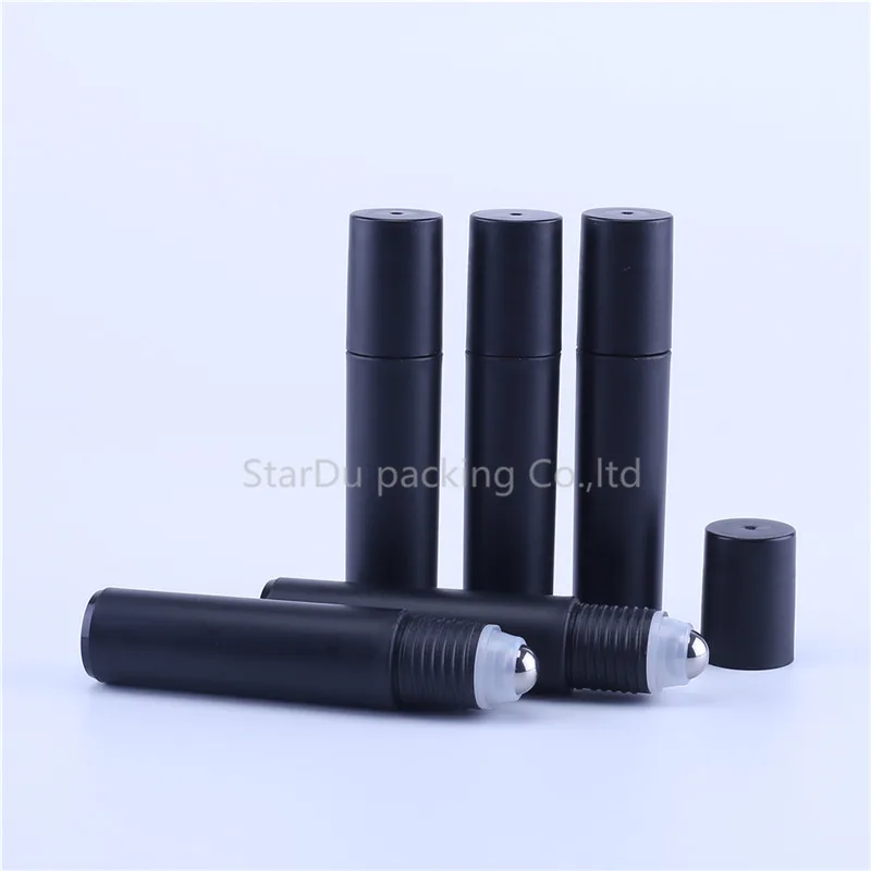 

24pcs Refillable 10ml Black PP Plastic Roll on Bottle with Stainless Steel Roller Ball Small Essential Oil Roller Bottles