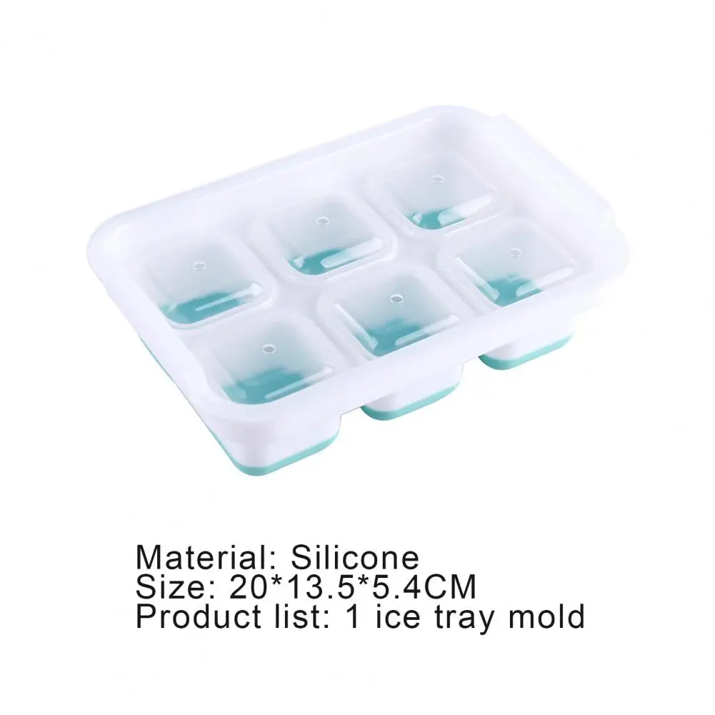 

Ice Tray Wear-resistant Non-stick 6 Grids Silicone Ice Cube Tray for Whiskey