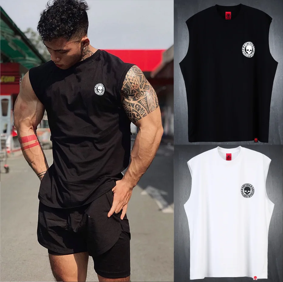

2021 new mens cotton tank tops shirt Hip hop vest sleeveless male casual bodybuilding sports man Workout clothes clothing