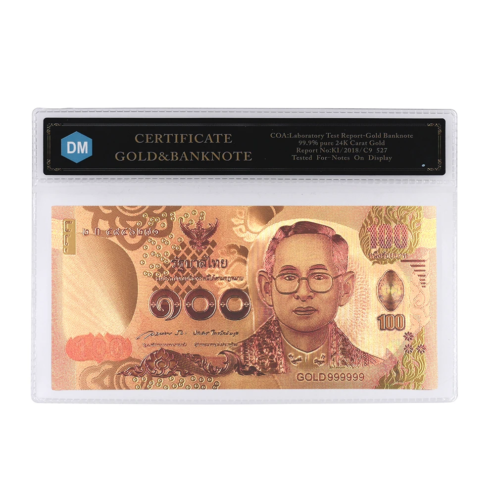 Красочные тайские 100 24k золотые банкноты бизнес подарки на заказ реальные деньги