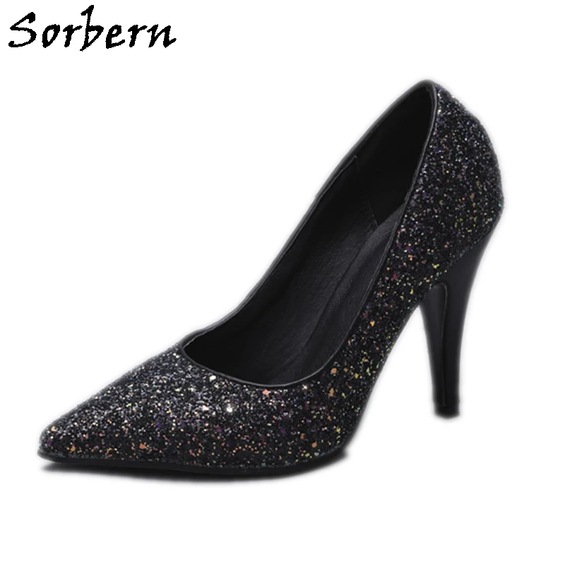 

Sorbern Mature Kitten Heel Women Pumps Size 36 To 46 Pointed Toe Night Party Heels Ol Shoe Slip On 10Cm Stilettos Multi Color