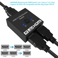 maxaxm bidirectional hdmi 2 0 switch 4k 60hz 2 in 1 out or 1 in 2 out support hdr 3d compatible with blu ray player ps4 pc