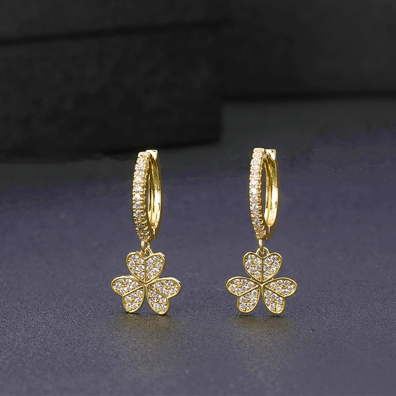 SIPENGJEL модные золотые серьги кольца с тремя листьями высококачественные подвески