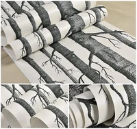 vinyl black and white birch tree self adhesive wallpaper peel and stick wall covering for kitchen cabinet furniture shelf liner