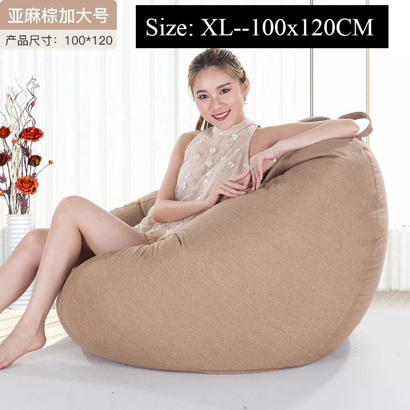 XL Бобы мешок диван без наполнителя Pouf слоеного дивана хлопковая льняная одежда уютное кресло-мешок диваны гостиная шезлонг сиденье татами, мебель - Цвет: XL