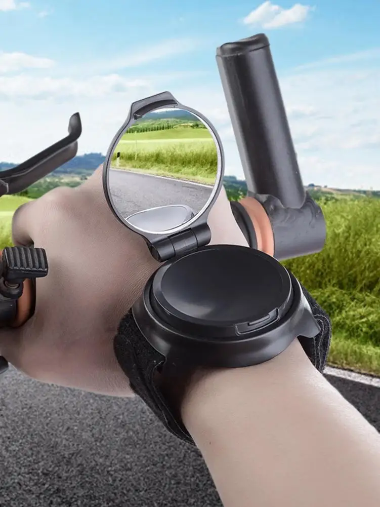 

Mini Wearable Bike Safety Rearview Mirror Watch 360 Degree Adjustable Wrist Band Rear View Mirror Road MTB Cycling Accessories