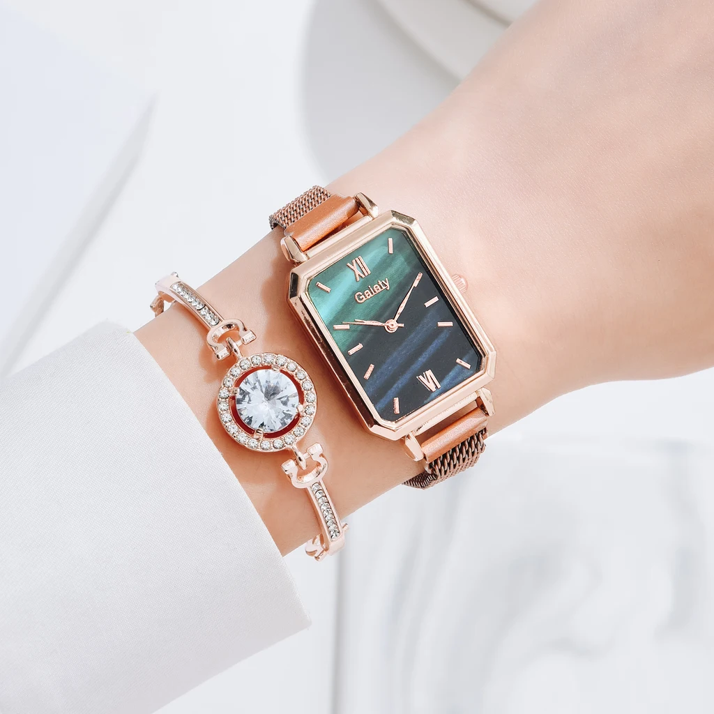 6 шт./комплект женские часы с браслетом и кольцом | Наручные
