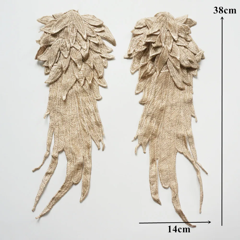 Вышивка в виде ангела цвета хаки 2 шт. аппликация крыла цветок для шитья воротника