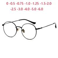 metal round blue light blocking computer goggle prescription spectacles discoloration short sight eyewear 0 0 5 0 75 to 4 0