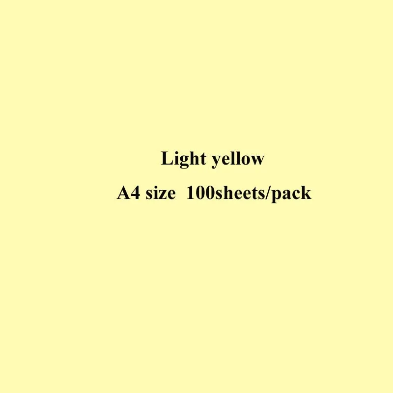 light yellow А4 цветная копировальная бумага с белой двусторонней цветной ручной работы складной поделок бумага для рукоделия оригами печать файл для документов - Цвет: light yellow