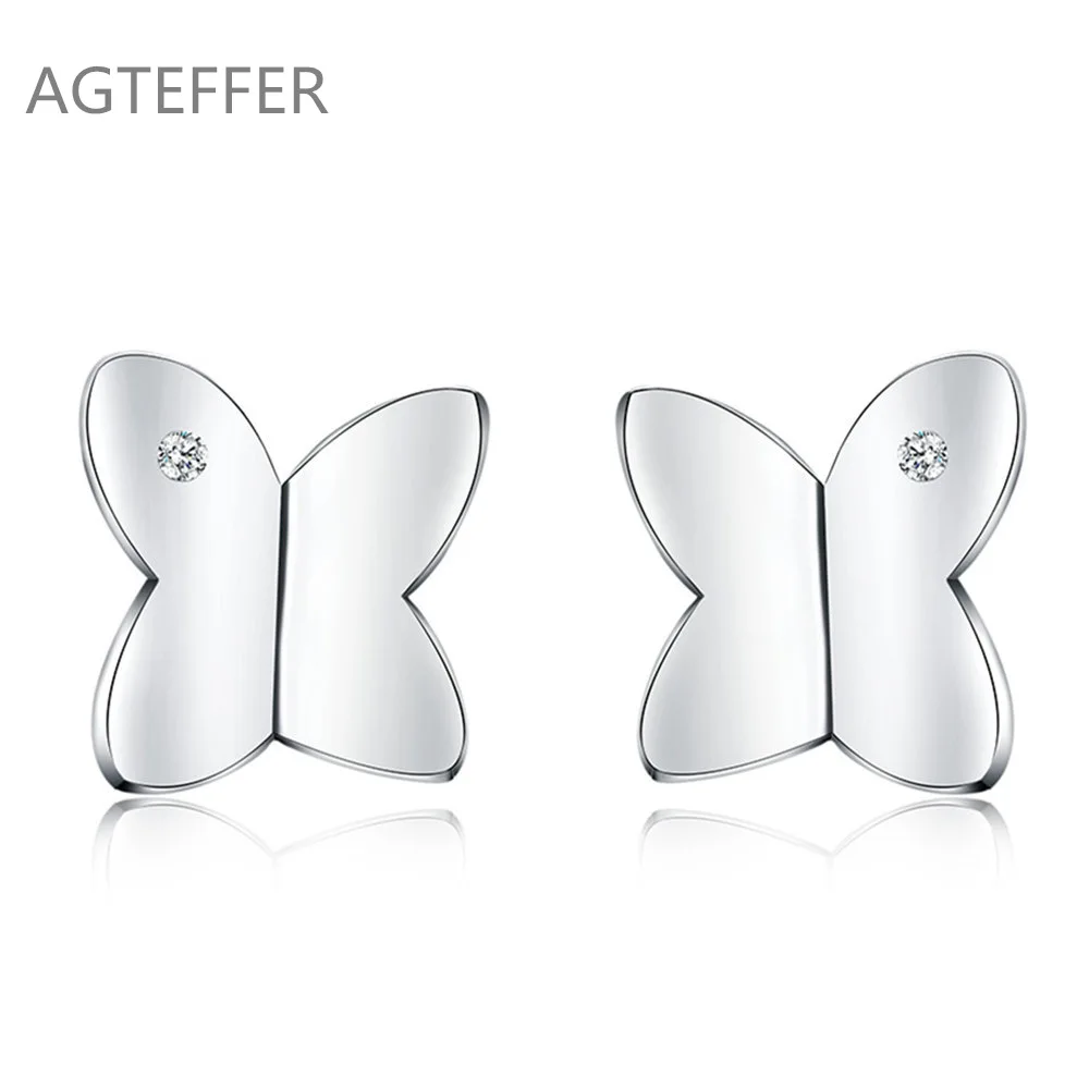 

AGTEFFER 925 Sterling Silver Butterfly Zircon Stud Earrings for Women Wedding Engagement Fashion Charm Jewelry