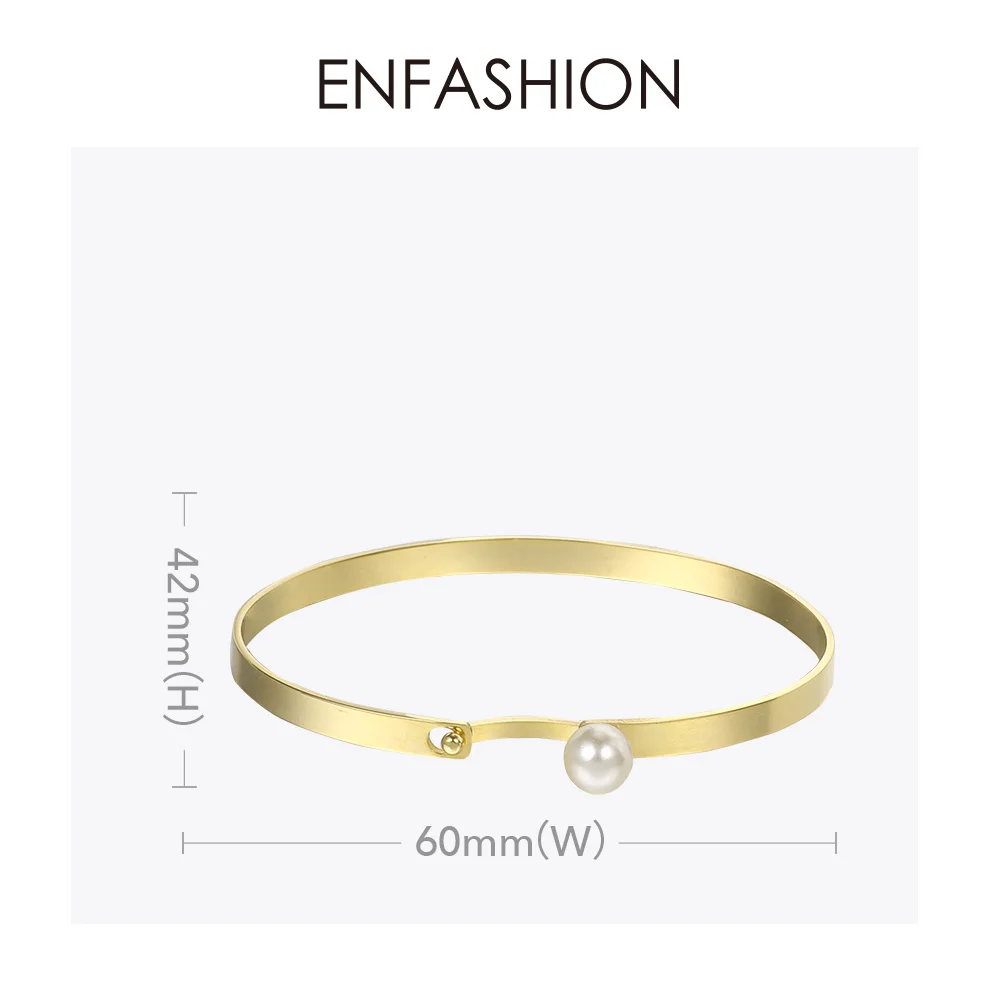 ENFASHION, жемчужная шаровая манжета, браслеты для женщин, золотой цвет, нержавеющая сталь, элегантный браслет, модное ювелирное изделие, женские подарки B2051