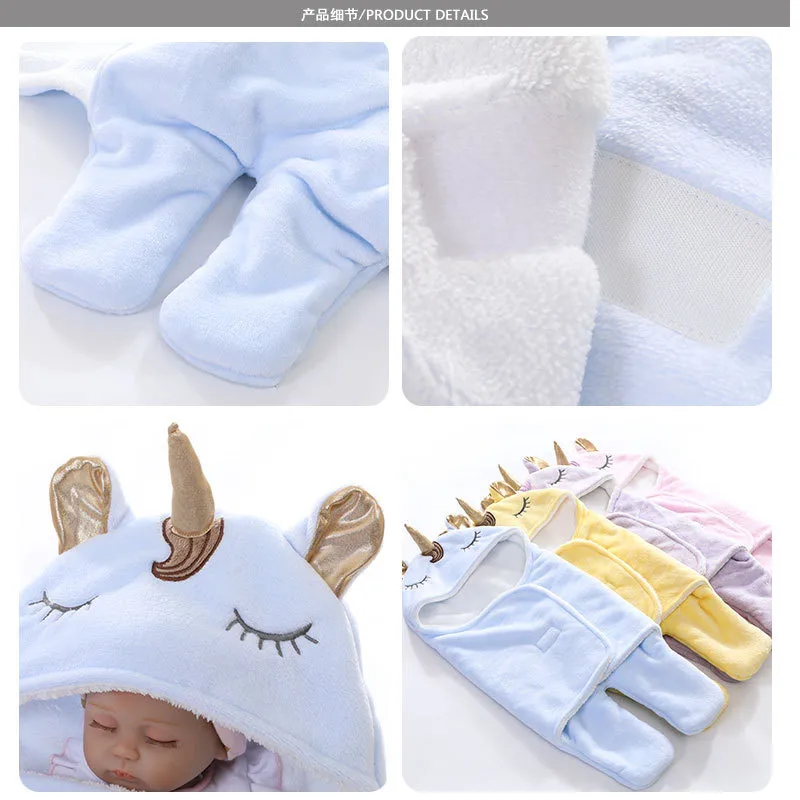 

Brand New Newborn Kids Baby Warm Swaddling Blanket Sleeping Bags Swaddles Warp Cotton Warm Cartoon Unicorn Sleeping Bags