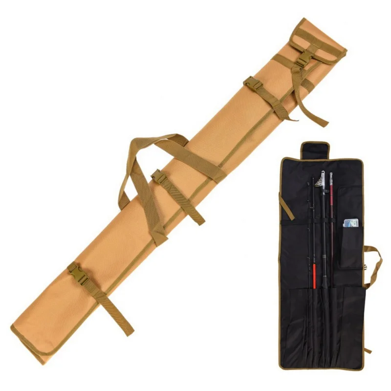 

Adjustable Large Capacity Fishing Rod Case Reel Organizer Folding Fishing Gear Holders Portable Waterproof Travel Carry Bag