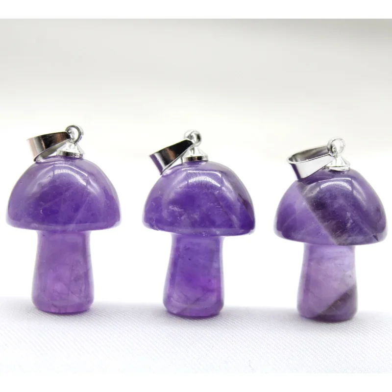 Wholesale 15pcs Mix Natural Stone Quartz Amethyst Red Agates Aventurine Mushroom Pendant for DIY Making Jewelry Accessories |