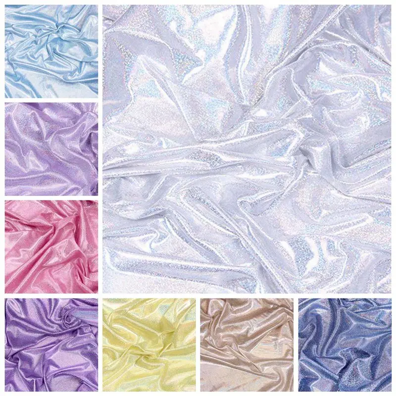 Флуоресцентная ткань 70*100 см лазерный стрейч вязать красочные блестящие тканевые