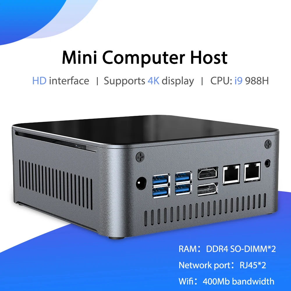 

Мини-ПК i5 9300H, четырехъядерный процессор, два гигабитных порта Ethernet, 128/256 ГГц