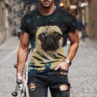 new 3d printing t shirt for men cute alaskan shepherd sled dog bulldog cool breathable short sleeves trendy casual tshirt