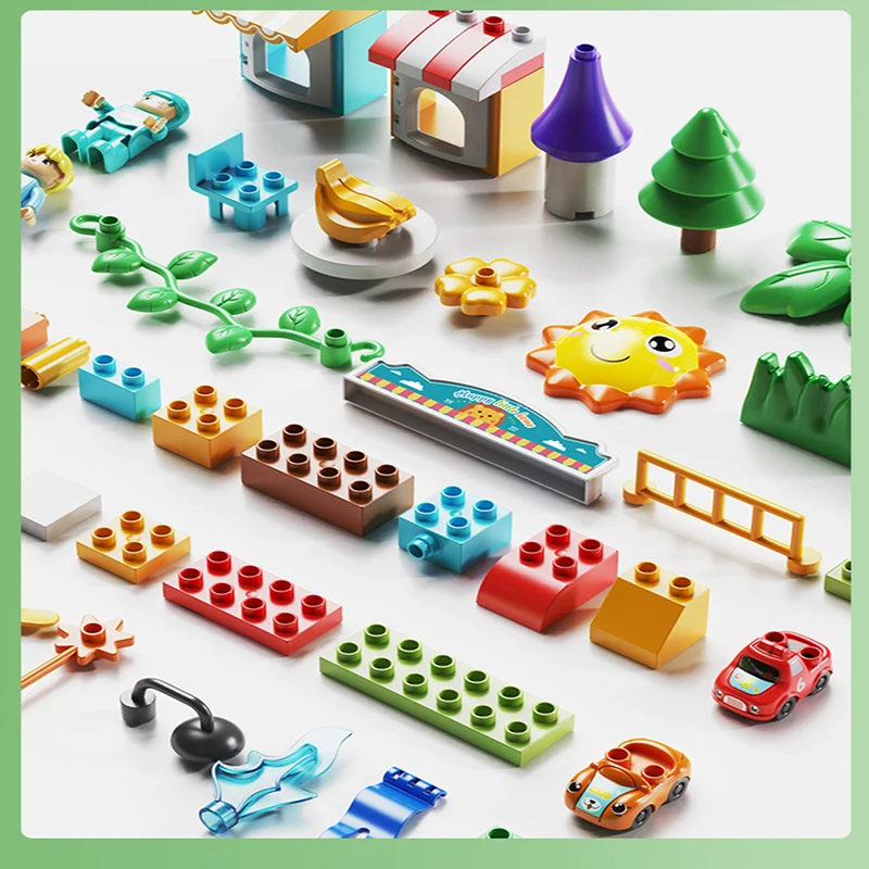 

207pcs Marble Race Run Building Blocks Compatible Duploed Big Size Bricks Funnel Slide DIY Blocks Toys for Children Gifts