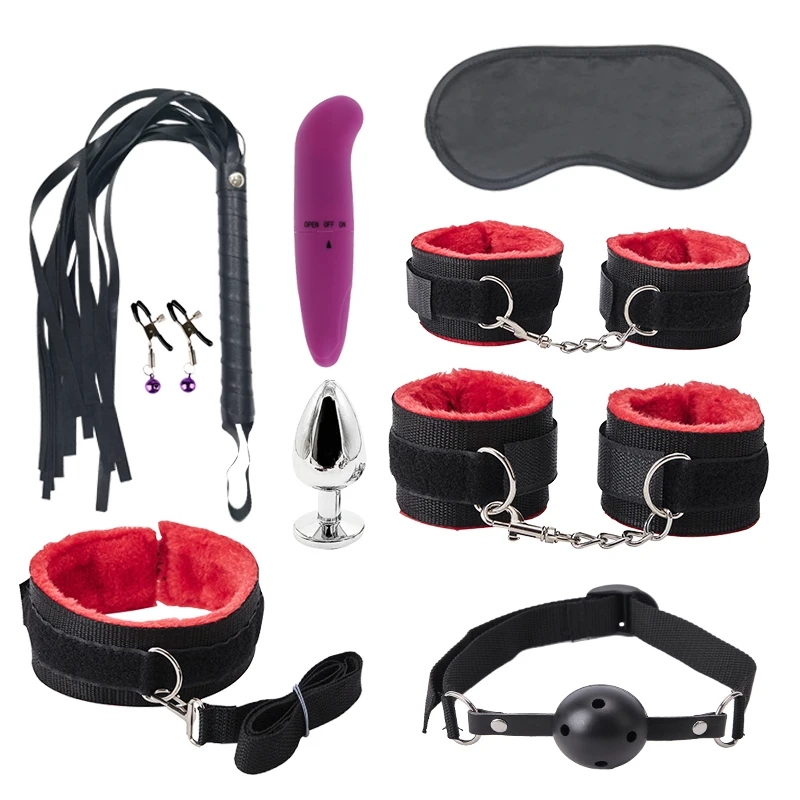 Новые секс игрушки для женщин БДСМ Связывание набор воротник зажимы сосков кнут