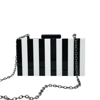 new luxury women wallet designer handbag acrylic evening bag black white striped crossbody bags wedding party chain clutch purse