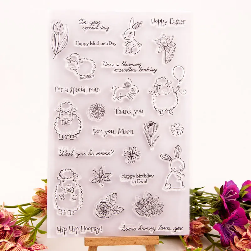 

Animals Rabbit Clear Stamps Seals for DIY Scrapbooking Card Rubber Stamps Making Photo Album Crafts Transparent Stamps Decor