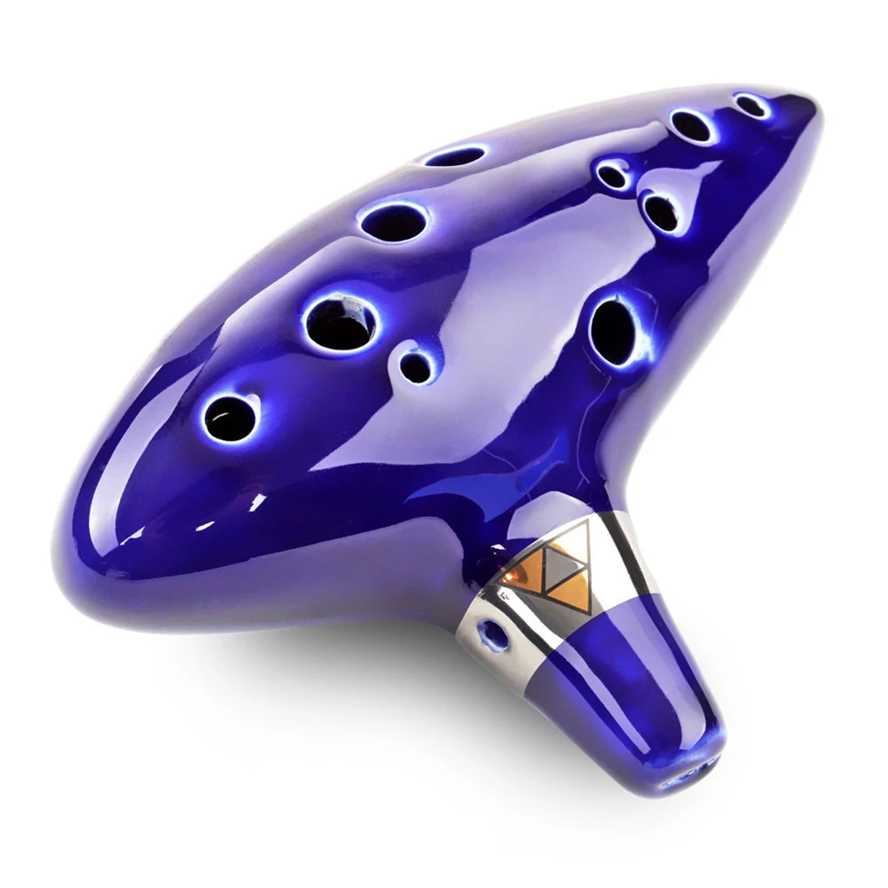 

12 отверстий Alto C Key Ocarina музыкальный инструмент 160 мм фарфоровый керамический Ocarina Flute со шнурком синий с шнурком