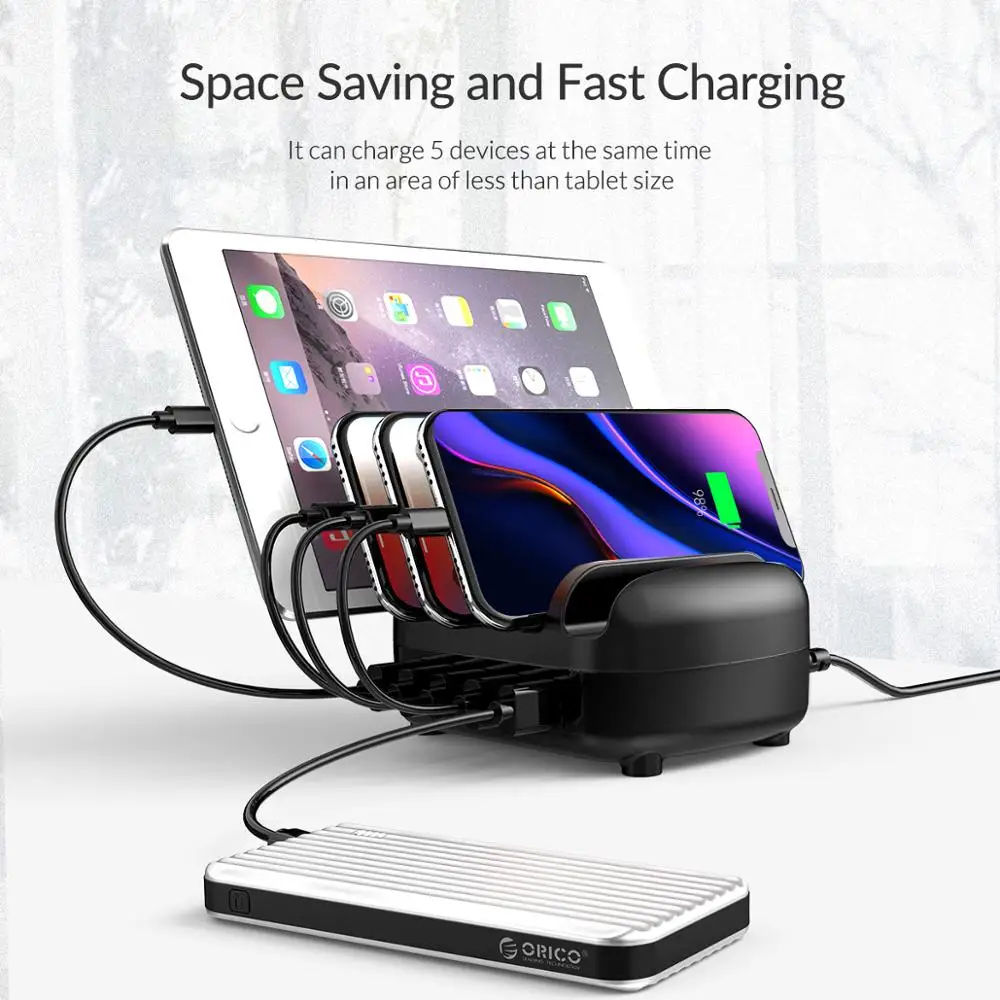 Зарядная Станция ORICO USB док станция с держателем 40 Вт 5V2.4A * 5 usb кабель для зарядки