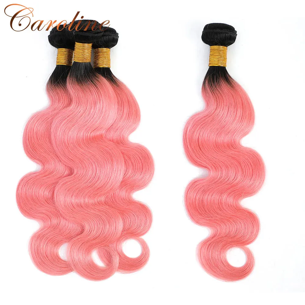 

Brazilian Body Wave Bundles 1B/Pink Ombre Body Wave Human Hair Bundles 100% Unprocessed Virgin Pre Colored Human Hair For Women