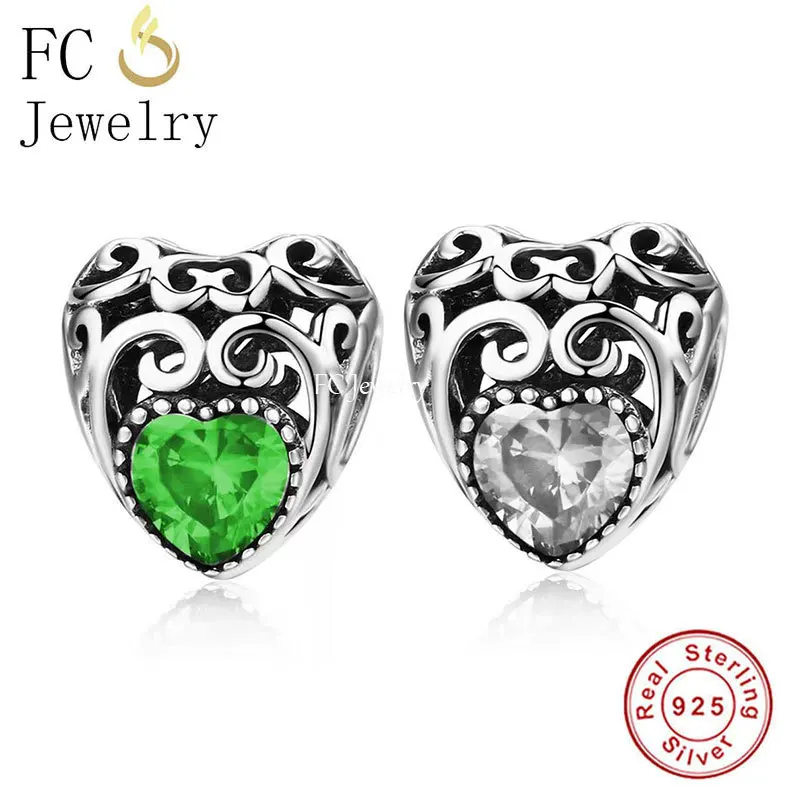 

FC Jewelry Fit Original Pan Charms Bracelet 925 Sterling Silver Green Birth Stone May April Bead For Making Berloque 2022 New