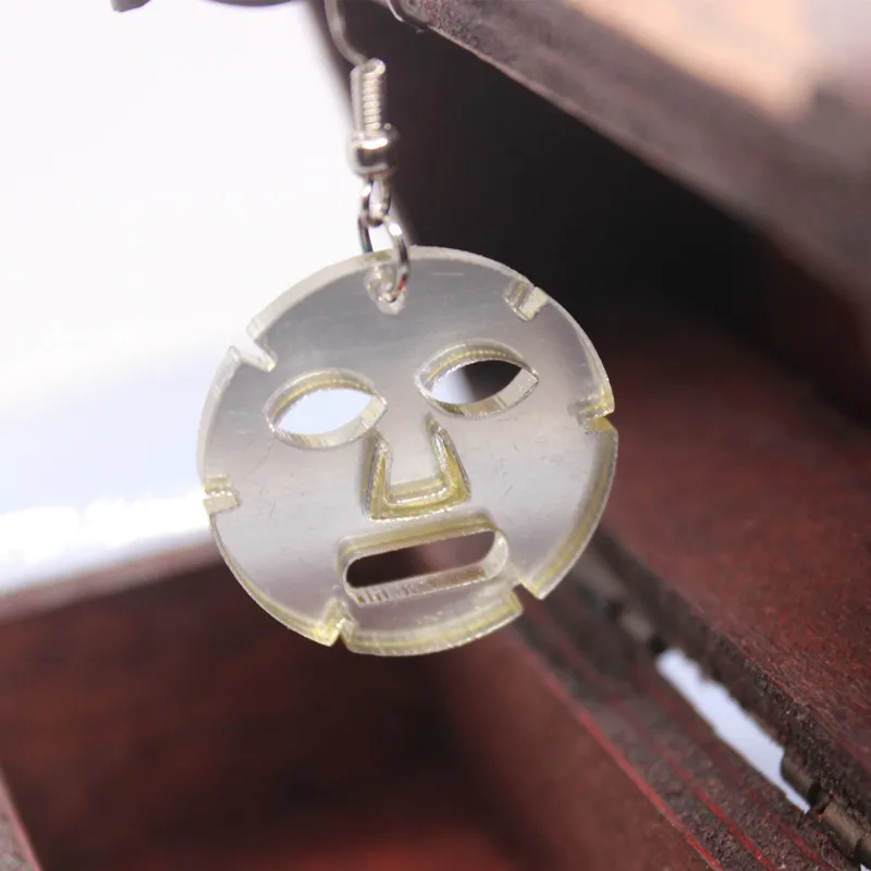 Женские акриловые сережки-маски Забавные милые зеркальные серьги уникальные