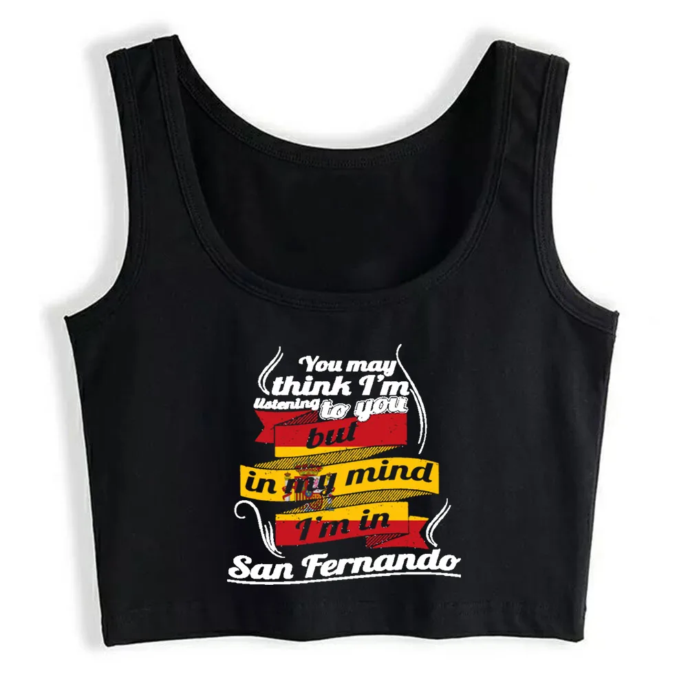 

Crop Top Women Urlaub Spanien Espanol Travel I M In Spain San Fer Harajuku Tank Top Women Comic Women Clothes