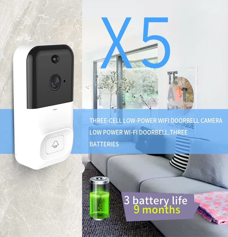 DIDseth Smart Wi-Fi батарея дверной звонок wifi Звонок камера для квартиры PIR сигнализация