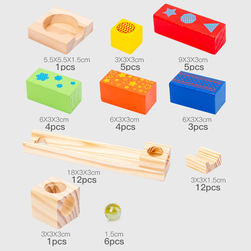 

Building Blocks Tracks Ball Toys DIY Track Pipe Kids 3D Maze Ball Roll Toy Wood Duploe Blocks Children Educational Marbles Toys