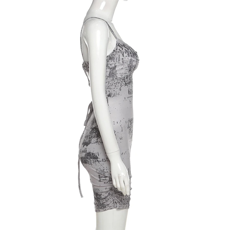

Summer Fashion Hollow Bodycon Sling Dress Ladies Sexy Halter Lace V-neck Sleeveless Clothing Ladies Mini Dress Clothing Women
